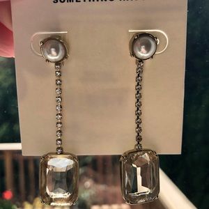 Something Navy cubic and pearl drop earrings